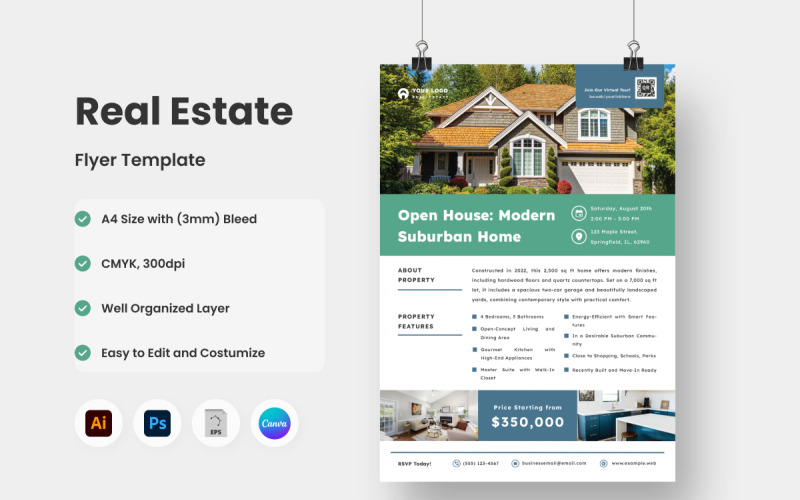 Modern Real Estate Flyer Template V8 Corporate Identity