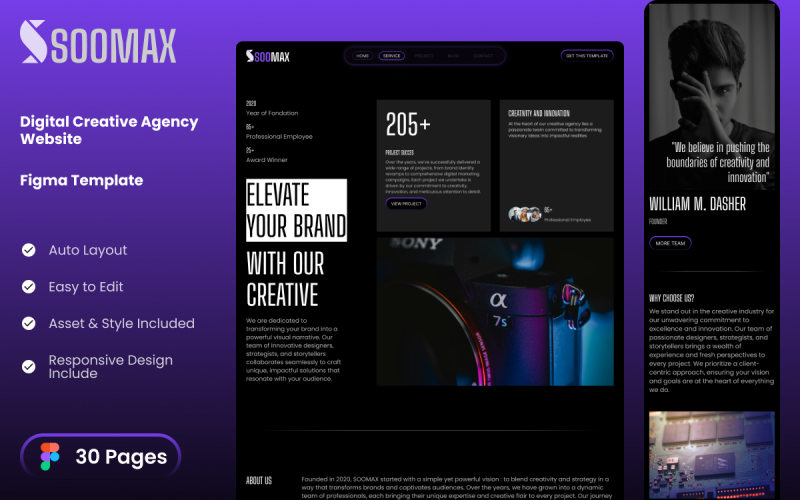 Soomax - Figma Template for Digital Creative Agency Website UI Element