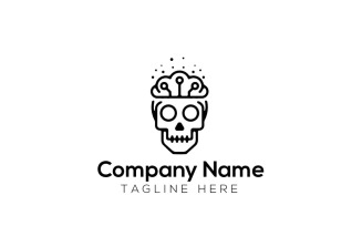 Brain Tester Skull & Mind Skull Logo Design