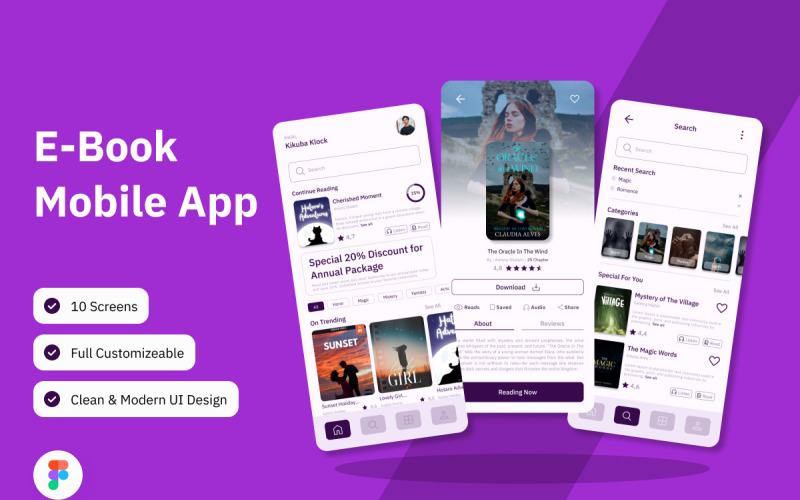 Kitlens - Ebook Mobile App UI Element