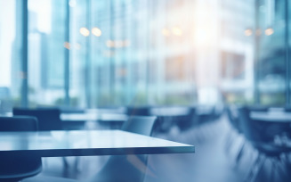 Defocused office background of a Board room with rustic wooden flooring