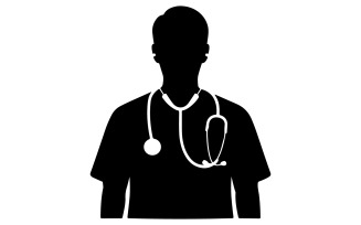 Doctor silhouette vector art illustration with white background