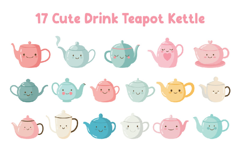 17 Cute Drink Teapot Kettle Illustration