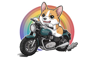 A dog riding a motorcycle silhouette vector art illustration