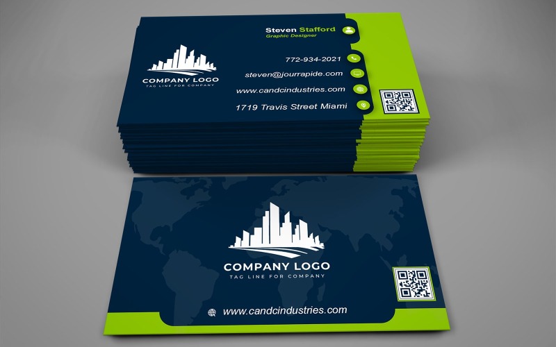 Business Card Template - E-card Template with Customizable Designs - 545 Corporate Identity