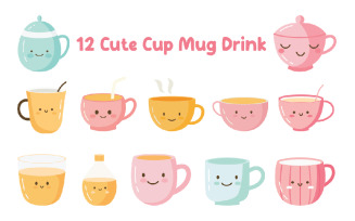 12 Cute Cup Mug Drink Character