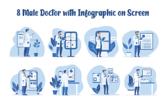 8 Male Doctor with Infographic on Screen