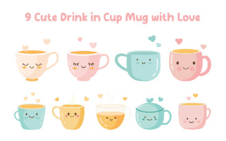 9 Cute Drink in Cup Mug with Love