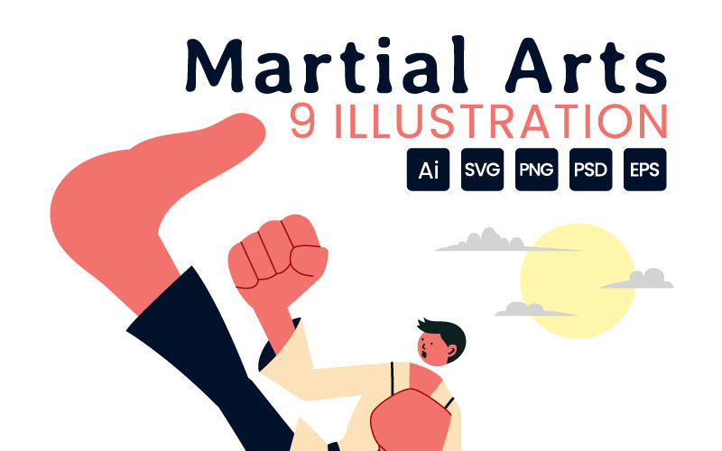 9 Martial Arts Vector Illustration