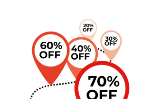 Red pin maps discounts on dotted line