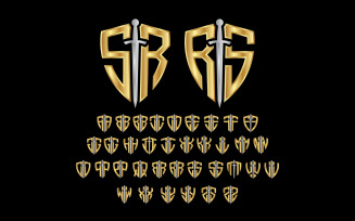 Sword and Shield Logo Made from Two Initial Letters Complete Set From A to Z