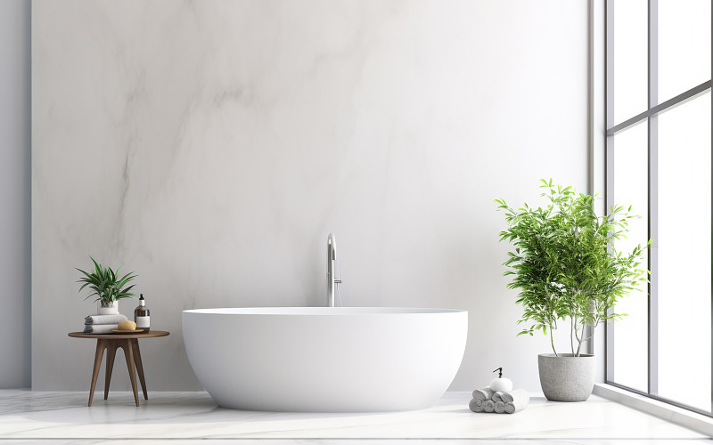 empty marble table top with blurred bathroom Illustration