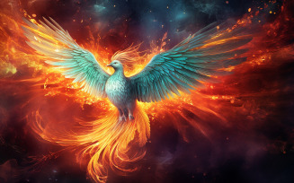 Fantasy background with enchanted Phoenix bird