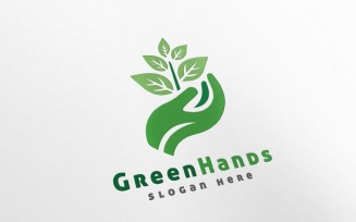 Nature Green Hands Logo Template