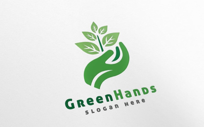 Nature Green Hands Logo Template