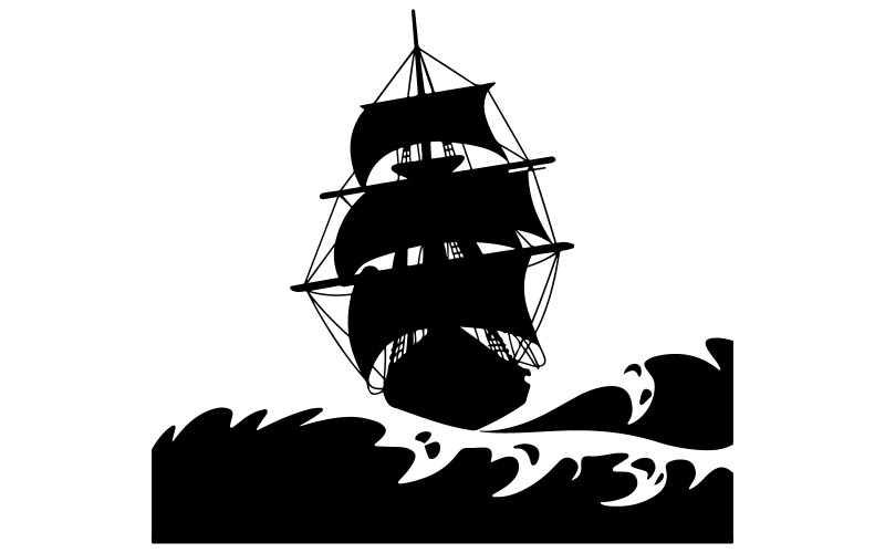 Ship silhouette art illustration Illustration