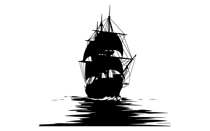 Ship silhouette vector art Illustration