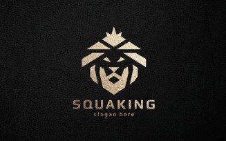 Squa King Lion Head Logo Template