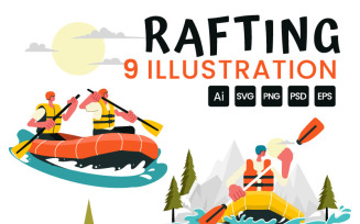 9 Rafting Sports Illustration