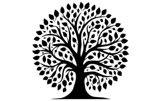 Black outline Tree clipart symbol icon vector illustration silhouette