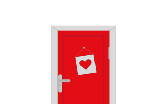 Door vector. Heart vector free space for text