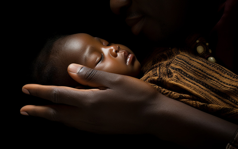 hand the sleeping african baby in the hand Illustration