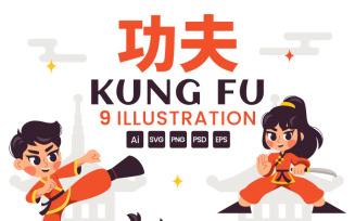 9 Kung Fu Chinese Sport Illustration