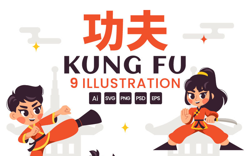 9 Kung Fu Chinese Sport Illustration
