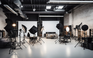 interior of modern photo studio with professional