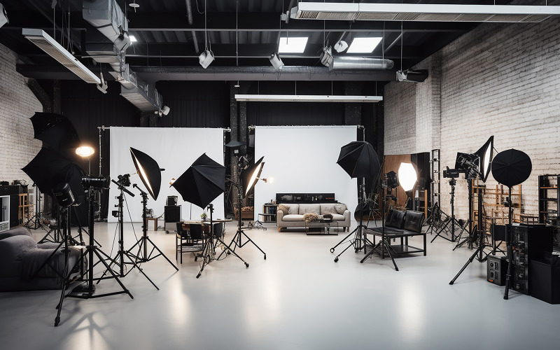interior of modern photo studio with professional Illustration