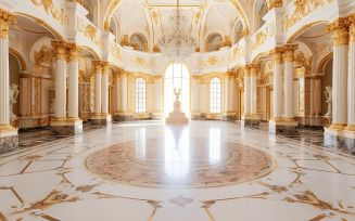 luxury classic gold palace interior with statue