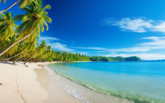 panorama of tropical beach with coconut palm