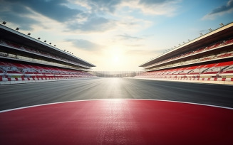 view empty asphalt international race track with start and finish line