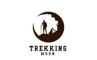 Trekking moon Logo design template