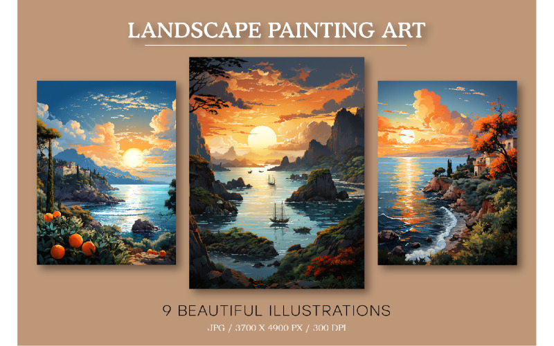 Landscape Painting Art 03. Wall Art. Illustration