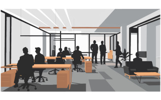 Office silhouette vector art illustration