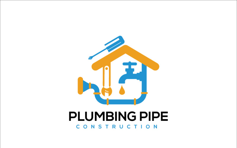 Plumbing Pipe Construction Logo Design Logo Template