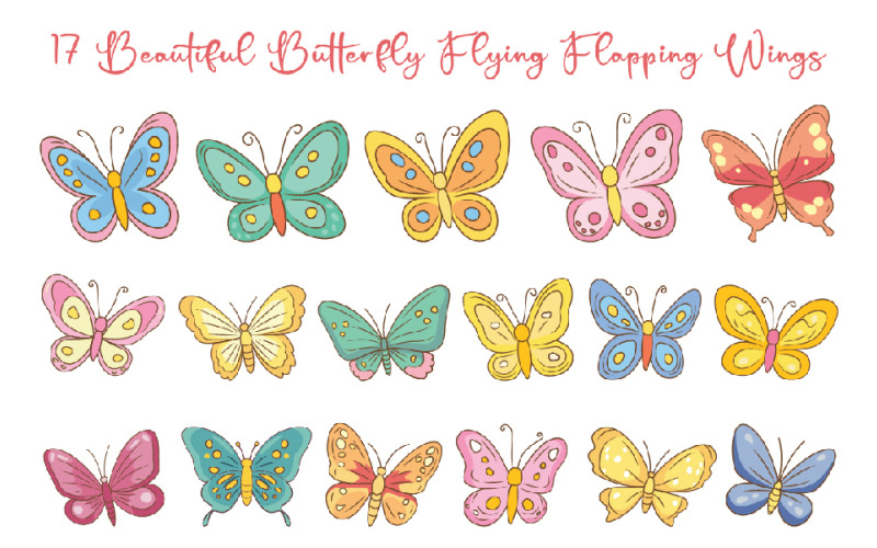 17 Beautiful Butterfly Flying Flapping Wings Illustration