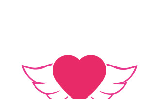 Romantic hearth with wings pink love