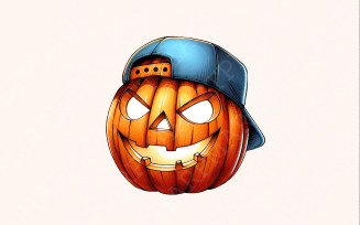 Boy Pumpkin PNG, Pumpkin Ballcap Design, Halloween, PNG Digital Art Download, Sublimation, Instant