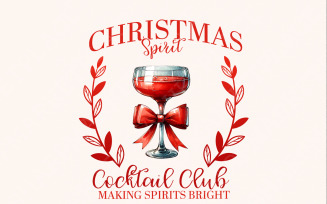 Christmas Spirit png, Retro Christmas png, Holiday png, cocktail club png, Coquette Christmas,