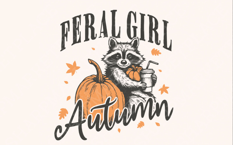 Feral Girl Autumn Png, Fall Png, Feral Png, Autumn png designs, Funny png, Halloween Png, Fall girl Illustration