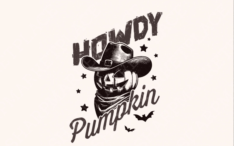 Howdy Pumpkin Western Fall PNG, Retro Halloween, Autumn Sublimation, Trendy Fall Pumpkin PNG, Illustration