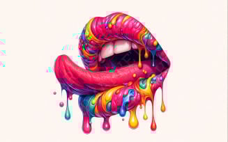 Rainbow Lips PNG, Dripping Lip, Digital Download, Colorful PNG, Rainbow Lips Sublimation, kiss lips