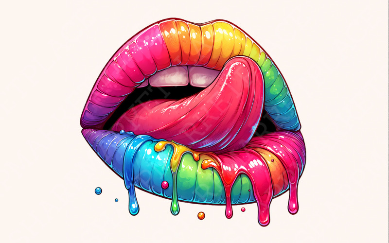 Rainbow Lips PNG, Dripping png, Digital Download, Colorful PNG, Rainbow Lips Sublimation, kiss lips Illustration