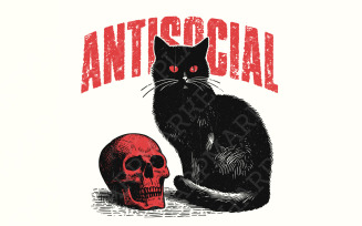 Antisocial Cat PNG, Retro Vintage T-Shirt Graphic, Transparent Digital Download, Self Care