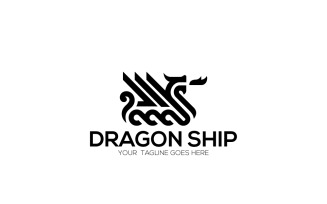 Dragon Ship Logo Design Template