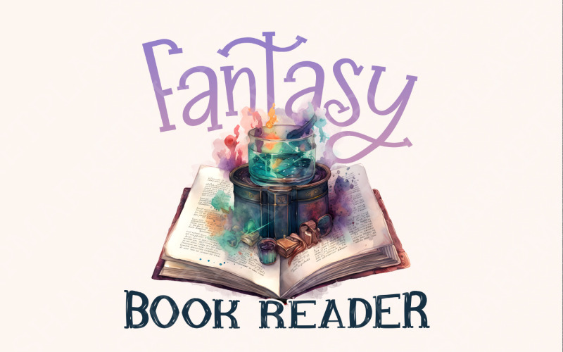 Fantasy Readers Book Club png, PNG, Digital Download, Book Lover png, Reading png, Fantasy png, Illustration