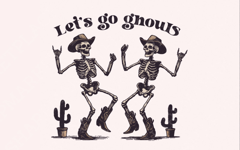 Let's Go Ghouls PNG, Halloween PNG, Ghost Halloween, Retro Halloween, Spooky Season png, Cute Ghost Illustration