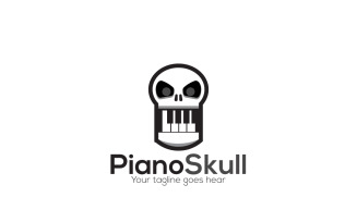 Piano Skull Logo Design Template